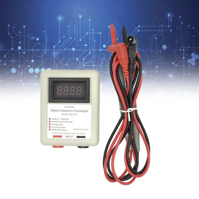 DC800V Discharging Tool Quick Discharge LED Display Digital Capacitor Discharger Electronic Repair Accessory