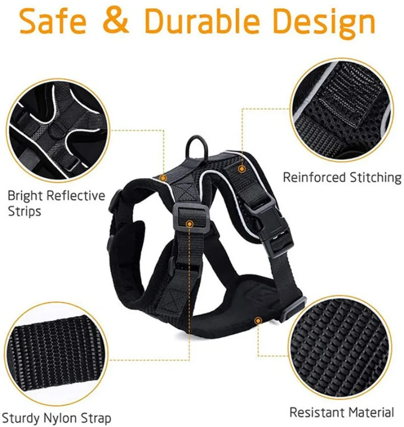 Cat Harness Lead Leash Set Walking Training Escape Proof Adjustable Reflective Pet Vest Harness Kitten Collar Pet Supplies