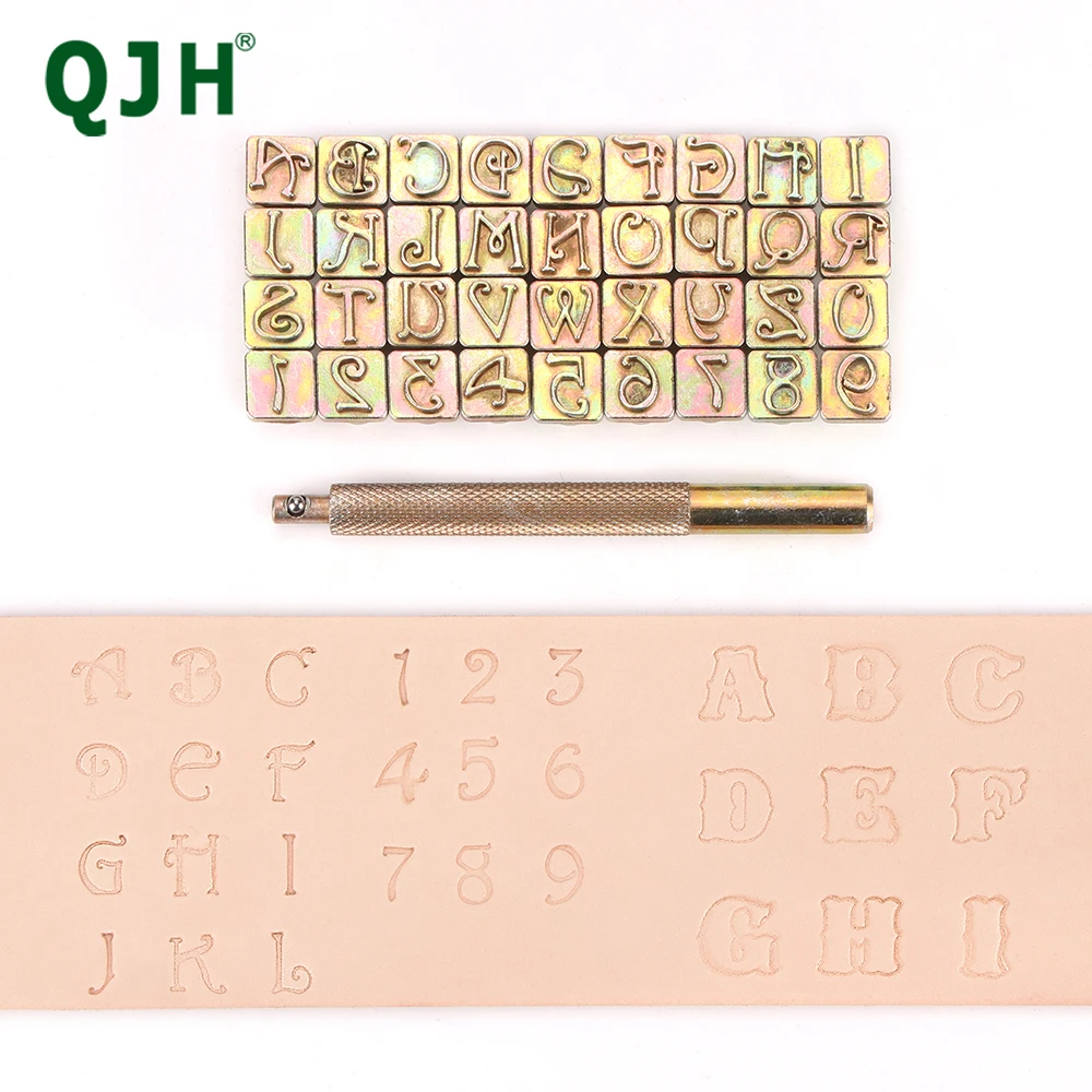 QJH Multipurpose Leather Letter Number Stamp Punch Kit, Manual DIY Leather Carving Embossing Stamping Supplies Tool