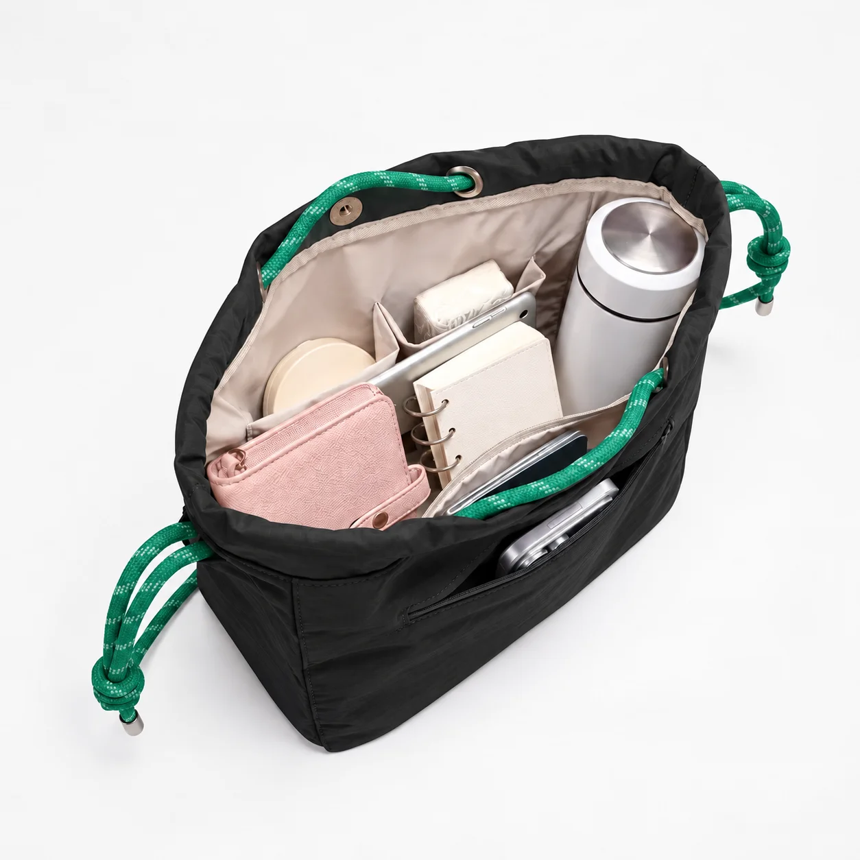 Große Kapazität, Kordelzug-Tragetasche, 9,5 l, leichte Nylon-Handtasche, wasserdichte Damen-Umhängetasche, mehrwegige Umhängetasche – Detail 5