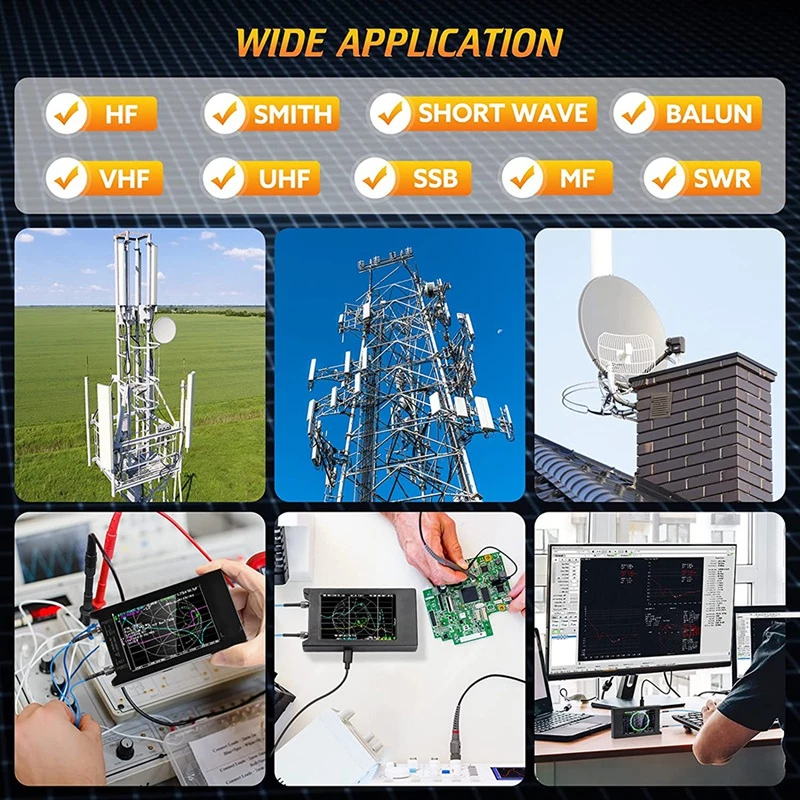 LiteVNA 벡터 네트워크 분석기, 3.95 인치 터치 스크린, VNA HF VHF UHF 안테나 분석기, RF 데모 키트, LiteVNA64, 50KHz ~ 6.3GHz