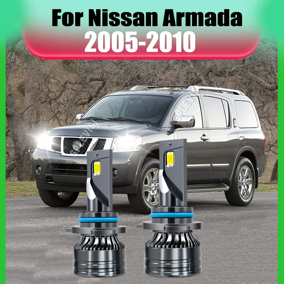 LED Headlight Bulbs -High/Low Beam Adjustable Base for Perfect Light Focus For Nissan Armada 2005-2010 2006 2007 2008 2009