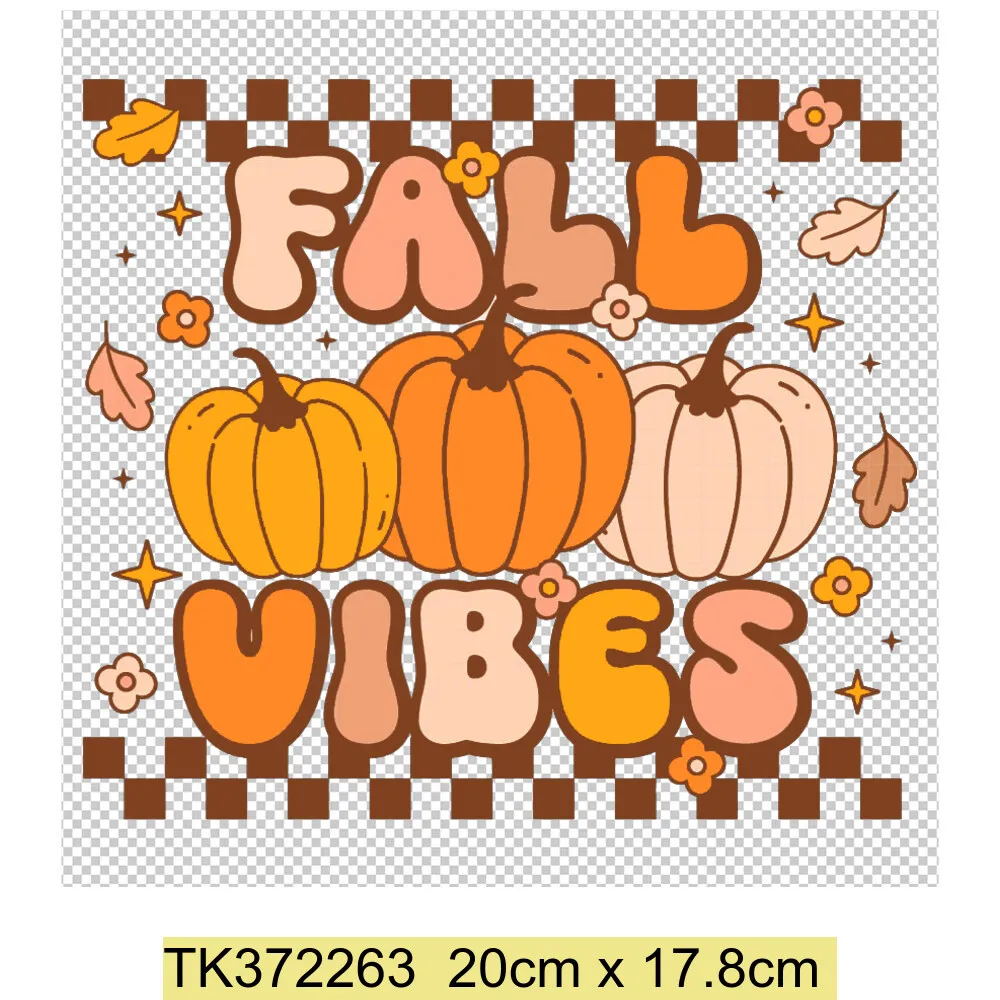 ملصقات نقل الحرارة للملابس ، الطباعة الرجعية ، الشكر الحديد على نقل بقع ، اليقطين ، الخريف #6