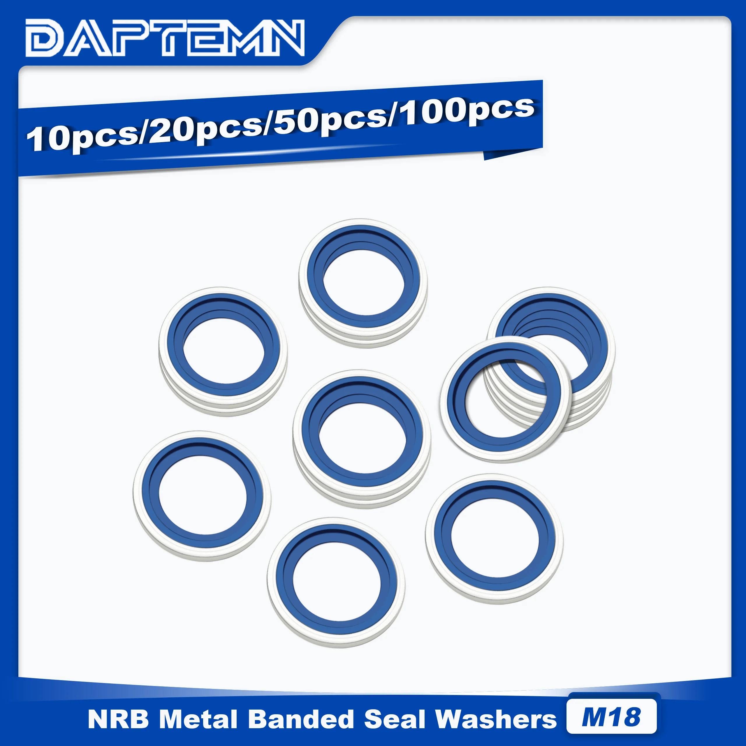 M18 Metric Bonded Seal Dowty Washer, NBR Zinc-Plated Automotive Self-Centred Seal Rubber Washer, Gasket 10PCS 20PCS 50PCS 100PCS