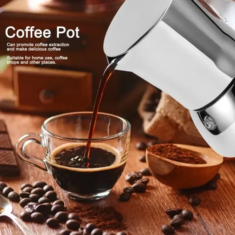 Stainless Steel Stovetop Moka Pot Espresso Maker Italian Coffee Percolator for Home Office Coffee Shop Camping Use