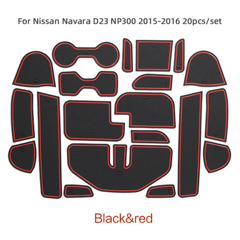 Car Door Groove Mat For Nissan Navara D23 NP300 2015-2016  Anti-slip Cup Pad Rubber Rugs Interior Accessories