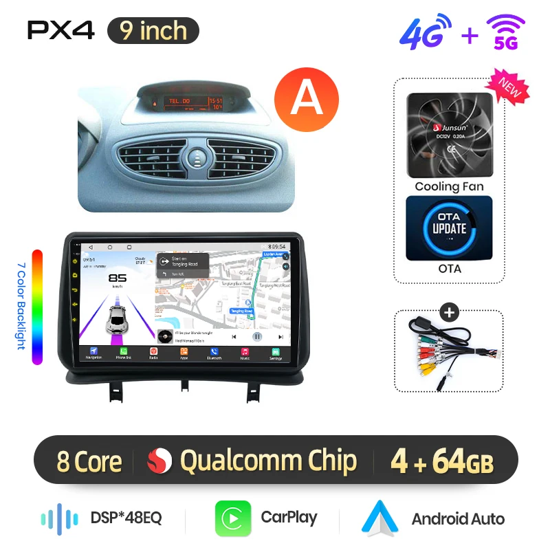 AWESAFE Draadloze CarPlay Android Auto Radio voor Renault Clio 3 2005-2014 GPS Navigatie Plug and Play met SWC CANBUS RDS DSP 4G