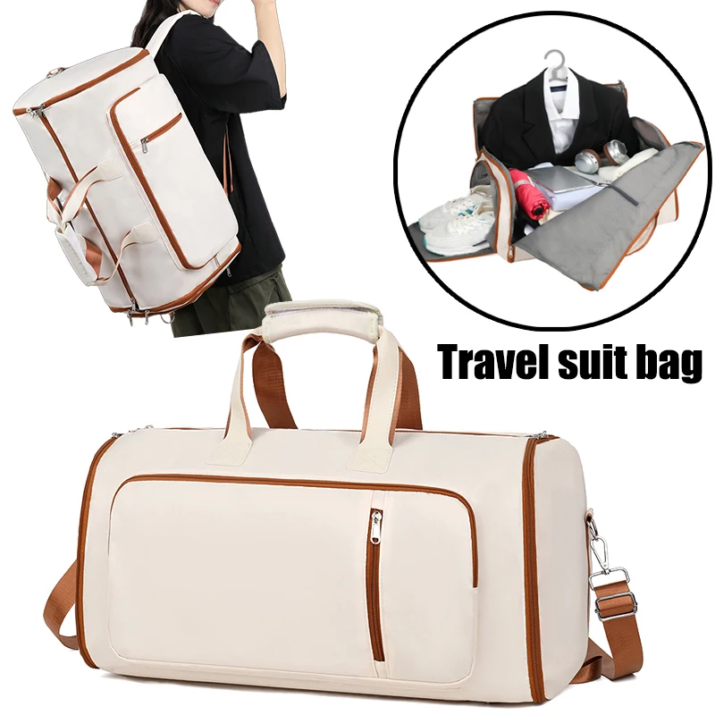 

Men's Large Capacity Fitness Travel Bag New Fashionable Nylon Suit Handbag with Zipper Closure for Business Travel