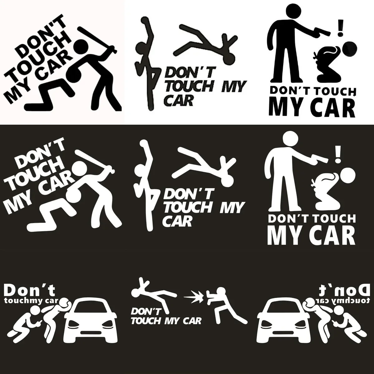 

Don't Touch My Car Black and White Warning Sticker for Wall Truck Off Road Car Bicycle Van Camper Window Decal Customizable