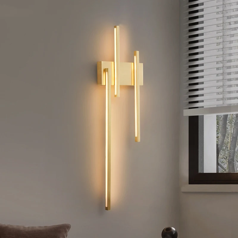 

Modern Minimalist Copper LED Wall Lamp Gold Black Brass Sconce Lighting Dropshipping For Office Parlor Bedroom Dining Room