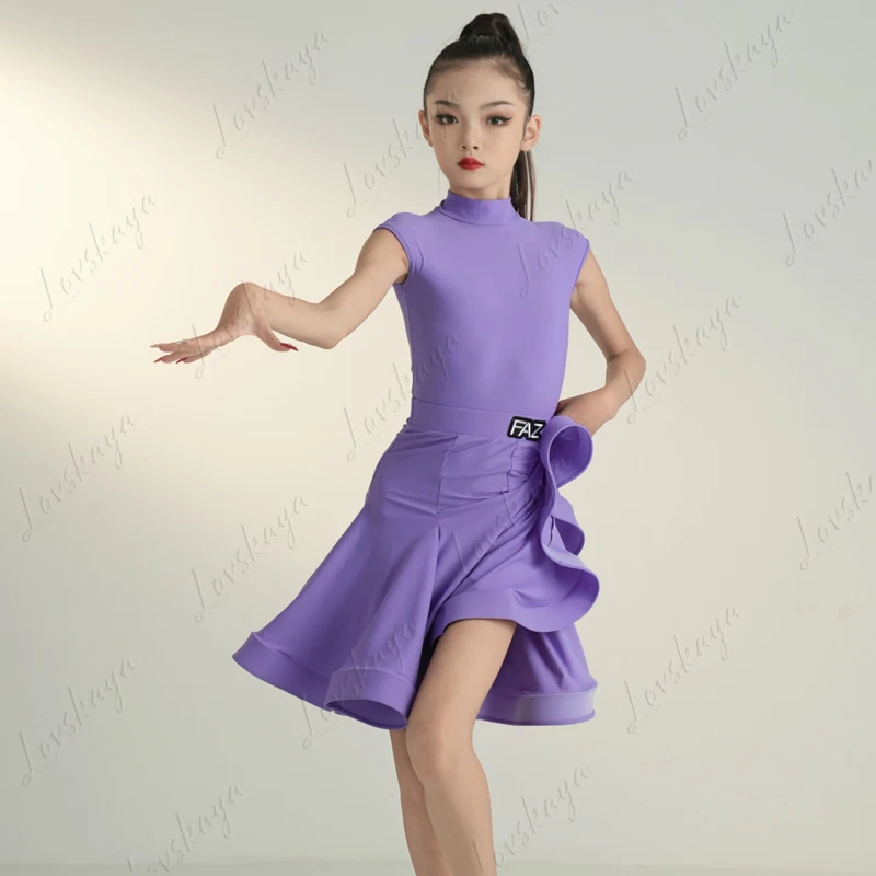 

Детский костюм для латинских танцев, профессиональное стандартное платье-мешок без рукавов для девочек