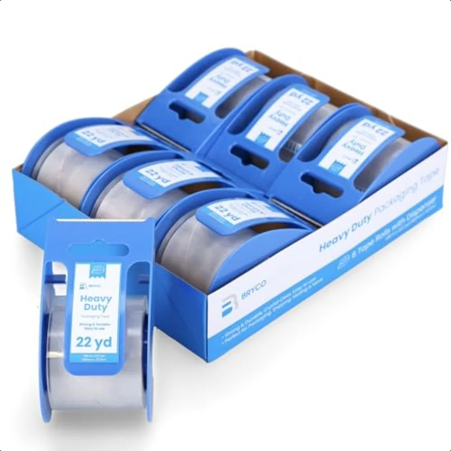 

Сверхмощная упаковочная и перемещающаяся лента с дозатором для доставки и перемещения коробок 1,88 x 22,2 гоночная прозрачная 6 рулонов ленты с дисплеем