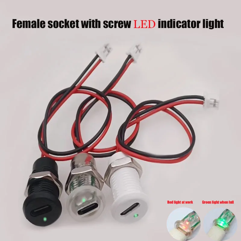 

2-pin USB with LED indicator Type-c waterproof connector, direct pressure female socket output 4.1V1A, welded charging interface