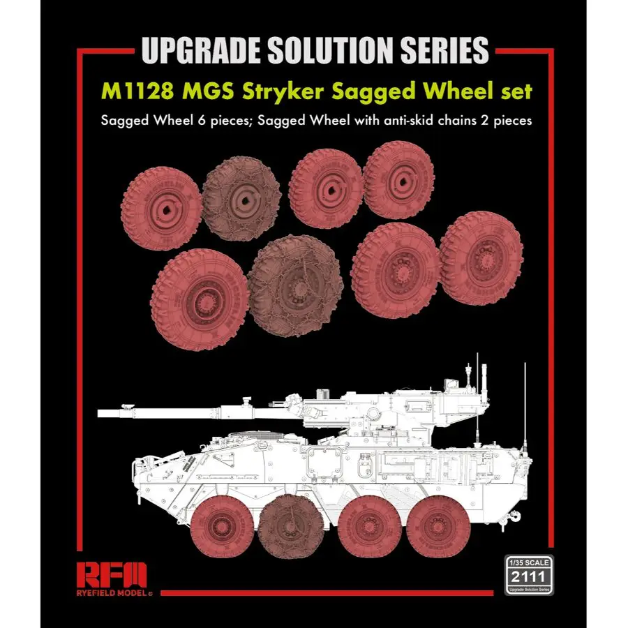 

RYE FIELD 2111 1/35 M1128 MGS Stryker Sagged Wheel Set (Sagged Wheel x6/Sagged Wheel w/Anti-Skid Chains x2)