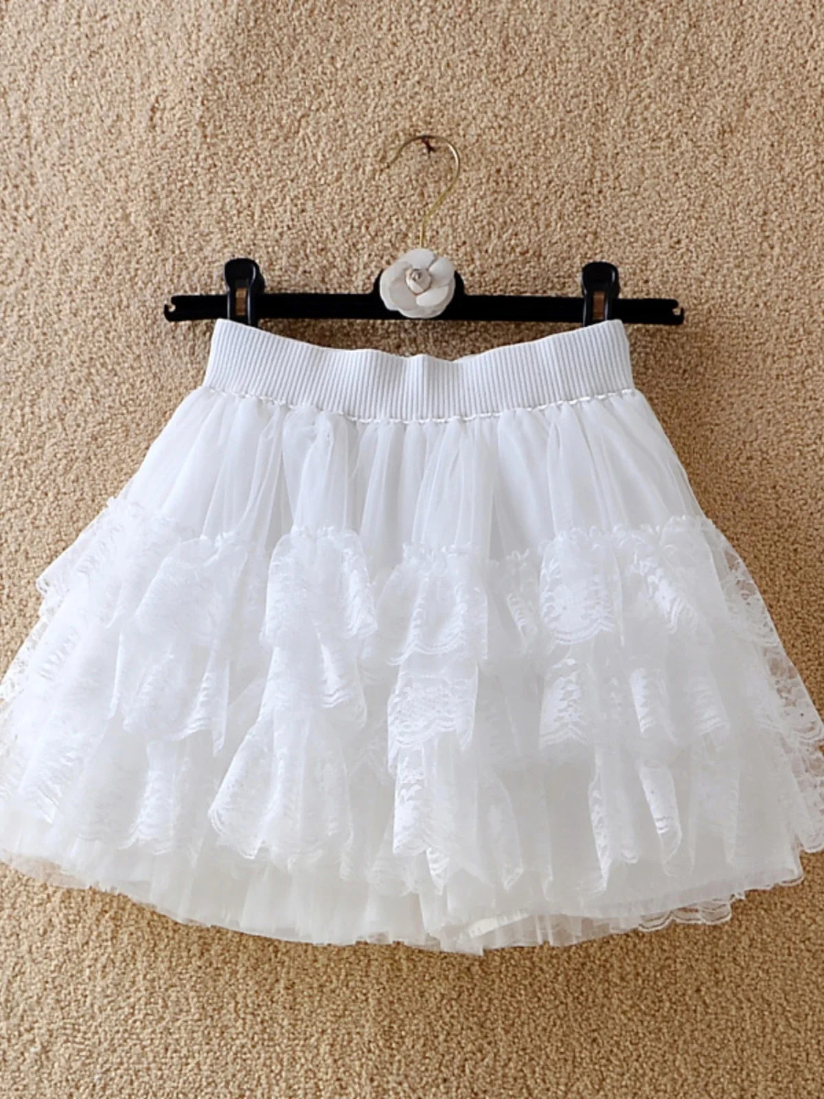 Summer High Waist Versatile Half Skirt Dancing Full Layered Lace Tulle Cake Short Skirt Women\'s Korean Style Commute Pure Color