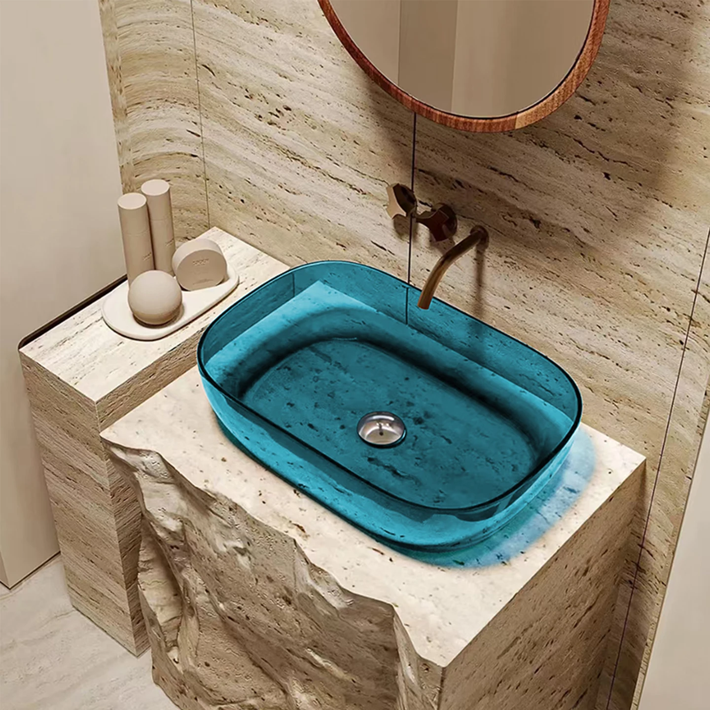 

Household transparent integrated basin, household ultra-thin bathroom, transparent resin countertop basin, washbasin BB734JD