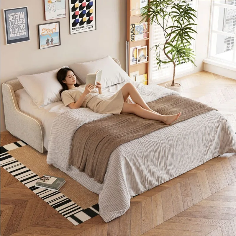 Flip-over small apartment with its own mattress, living room, bedroom, sitting and lying integrated folding sofa