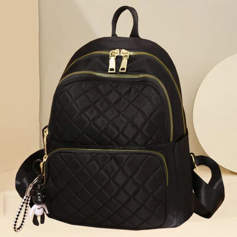 Everyday Spacious Diamond Stitch Backpack Multi Storage Layers, Wear-resistant Mini Rucksack for Outdoor Daily Errands