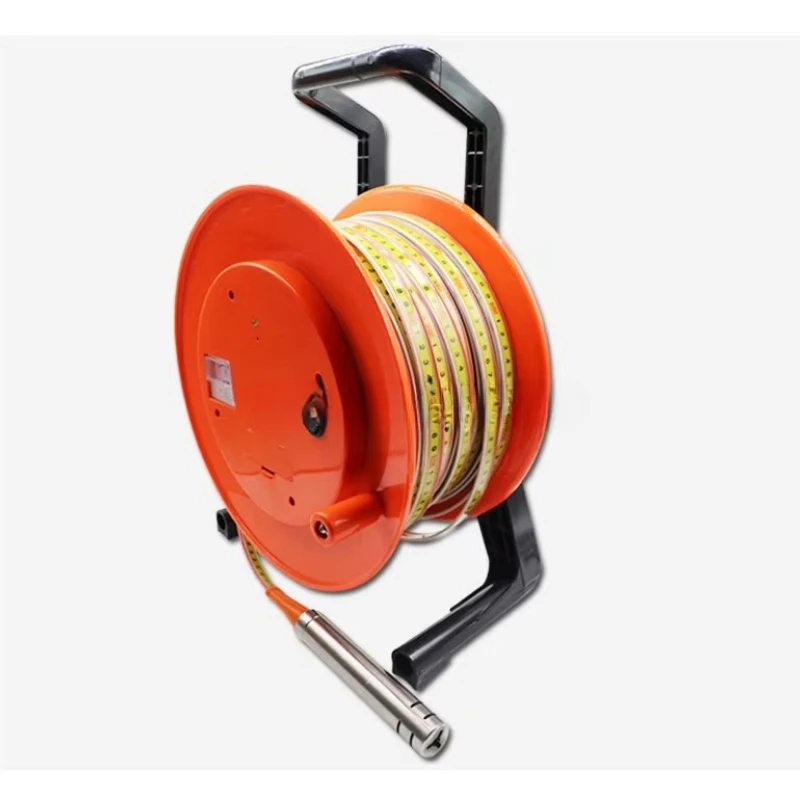 100M Portable Steel Ruler Plastic Water Level Gauge with Buzzer/Voltmeter Output 0.5% Accuracy Well Depth Gauge DC9V