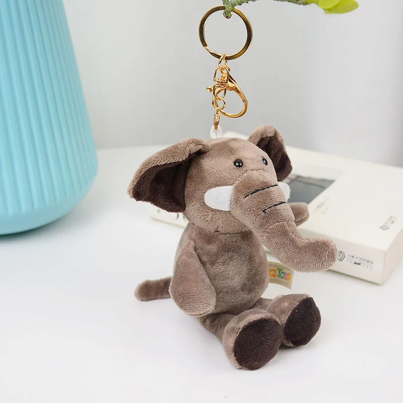 New imitation elephant plush toy pendant lifelike  jungle animals keychain soft backpack accessories couple  gift