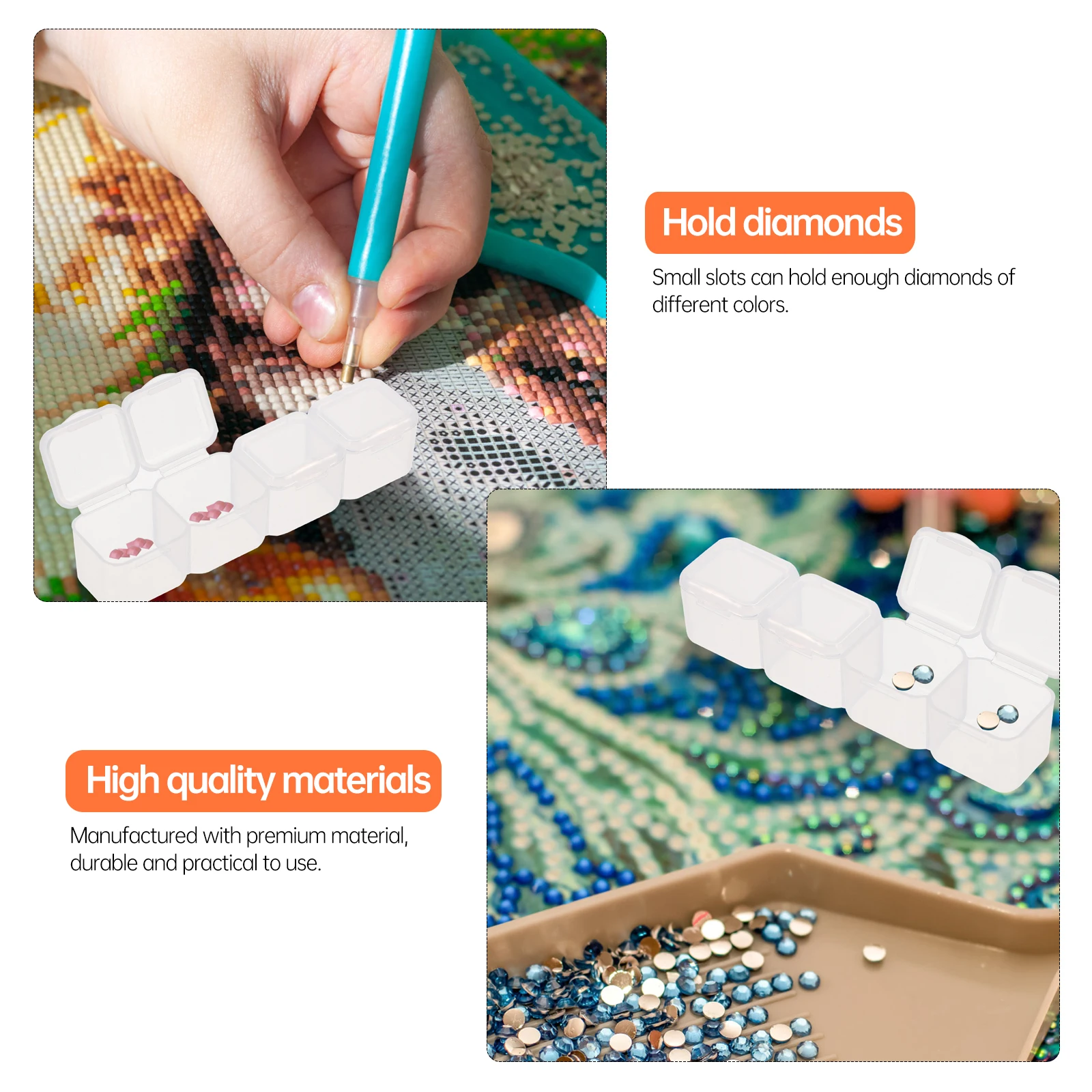 

20Pcs Storage Box 4 Compartments Lids Beads Sequin Glitter Nails Jewelry Organizer Storage Box