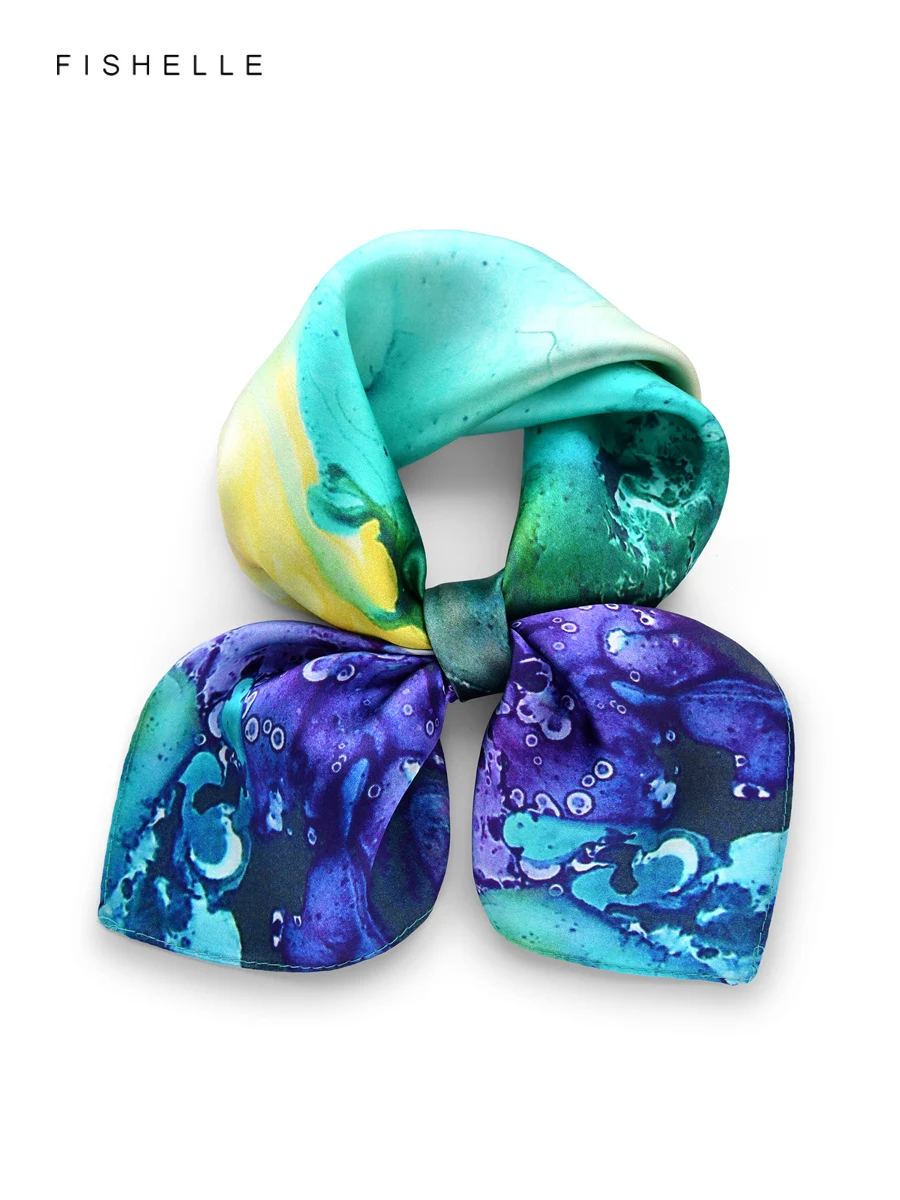 

Зеленый фиолетовый натуральный шелковый шарф, гладкий для женщин, 100% натуральный шелк, женский хиджаб, квадратные шарфы, женский галстук, шаль, подарки