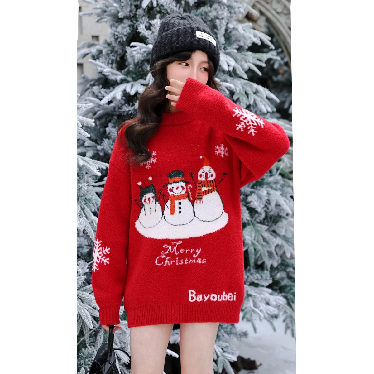 

Long Style Girls Christmas Snowman Sweater For Children Fashion New Year Knitted Outerwear Kids Party Knitwear Pullover Costume