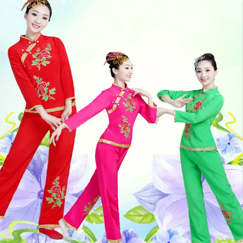 2018 new ancient chinese costume women folk dance lion for woman hanfu women new year Fan Yangko Stage clothing dragon Younger