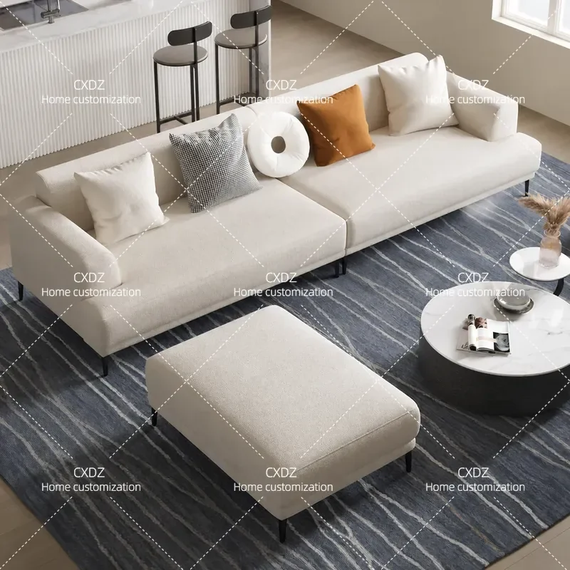 Nordic Cotton Linen Fabric Sofa Modern Simple Cream Style Straight Row Design for Living Room Small Apartment or Bedroom