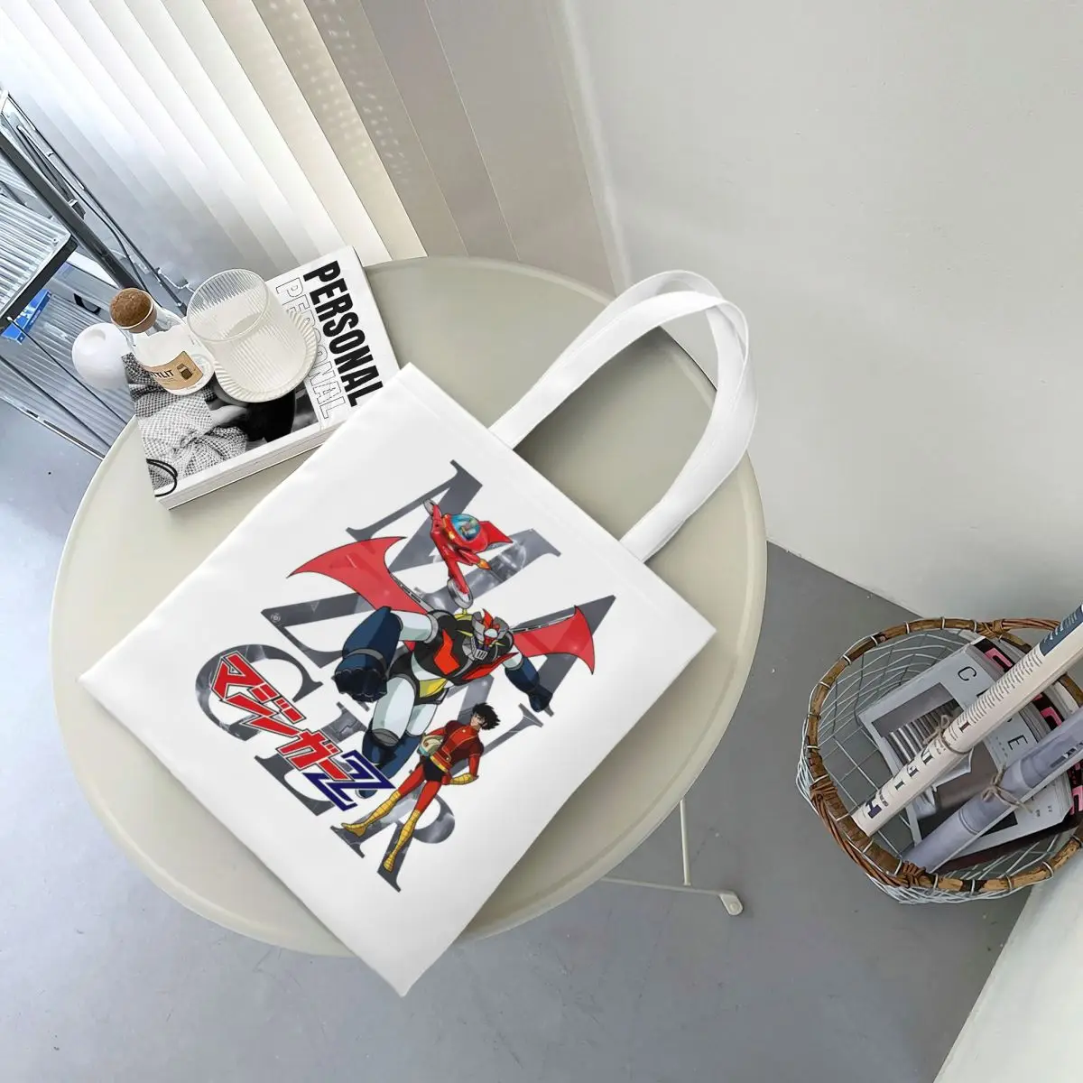 Mazinger Z Mad Robot Grendizer Anime Manga Shopping Bags Canvas The Tote Bag Reusable for Women Shoulder Tote Travel Handbag