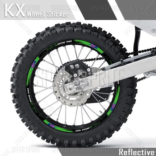 Para KX 250 450 500 125 250X 450X KX250F KX450F 50 años pegatina reflectante para rueda de motocicleta llanta calcomanía cinta de raya de cubo