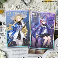 Anime Wuthering Waves Carlotta Montelli Zani Brant Cosplay Acrylic Double Flash Colored Paper Collection Signature Card