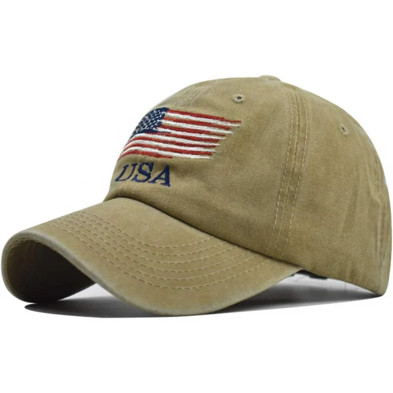 

Vintage washed worn-out cotton cap with American flagbaseball capadjustable men's and women's headwear