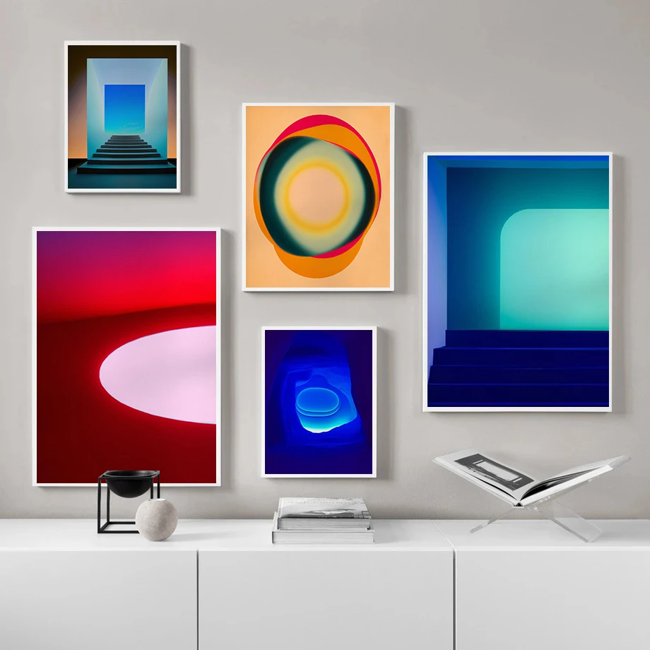 1pc Frameless Canvas James Turrell Abstract Geometric Posters Space Azure Light Cavern Prints Inspired Wall Pictures Home Room