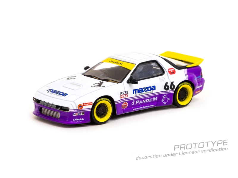 

**Pre-Order** Tarmac Works 1:64 Pandem RX-7 FC3S NO.66 White purple Diecast Model Car