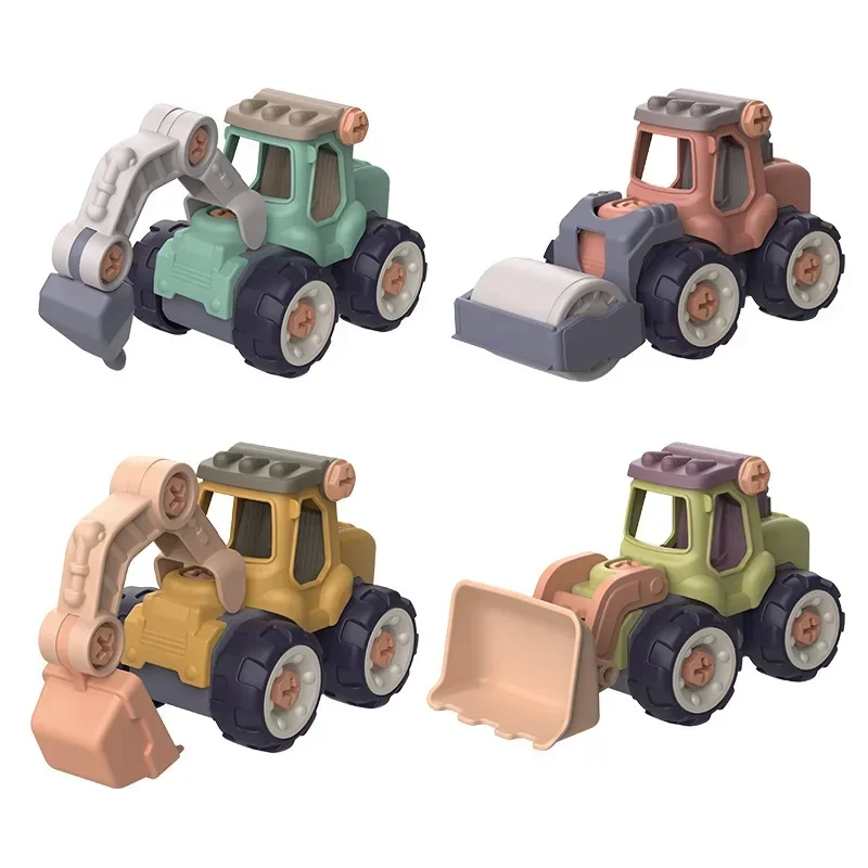 

4 Style Engineering Vehicle Toys Plastic Construction Excavator Tractor Dump Truck Bulldozer Models Kids Boys Mini Gifts DIY Toy