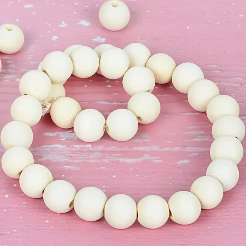120PCS natural smooth spherical wooden balls in natural wood color, natural wood color beads - suitable for DIY handicrafts