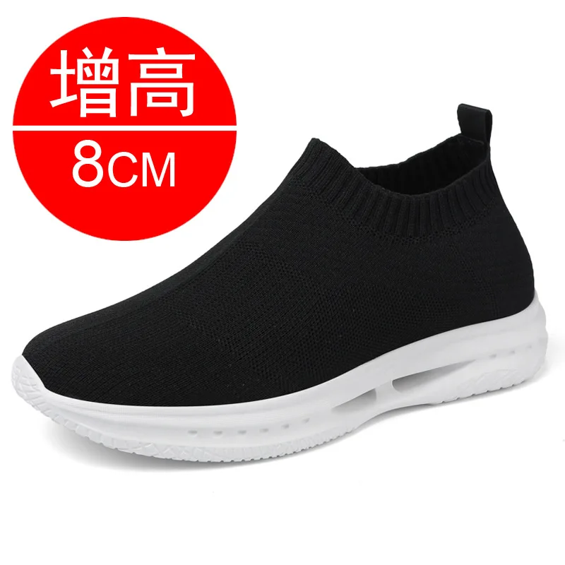 Sneakers Men Elevator Shoes 6 8CM Height Increased Shoes Man Summer Mesh Lift White Socks Shoes Invisible Inner Heighten Shoes