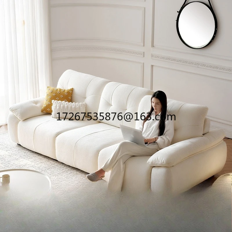 

Living room cream wind removable and washable cloud sofa small apartment adjustable backrest chenille fabric sofa
