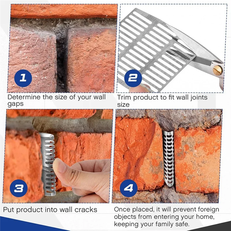 

ABKP-Stainless Steel For Wall Weep Hole Covers 20 Pcs 2.75" X 2.8" Inserts For Bricks Blocks Stops And Keeps Out