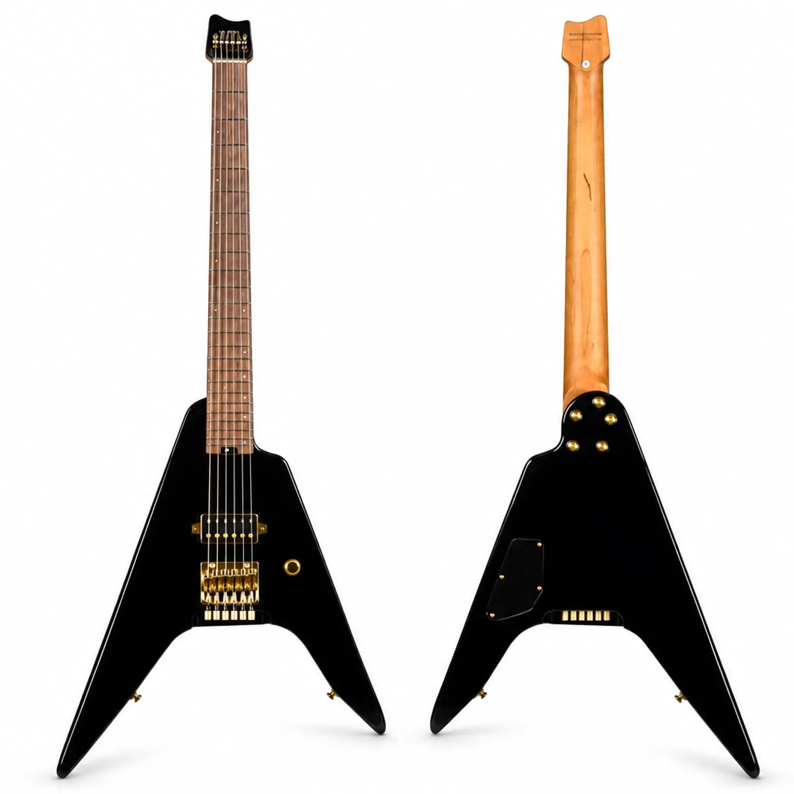 6 String Headless Electric Guitar 24 Fret Single Humbucker Okoume Body Roasted Maple Neck Fixed Bridge