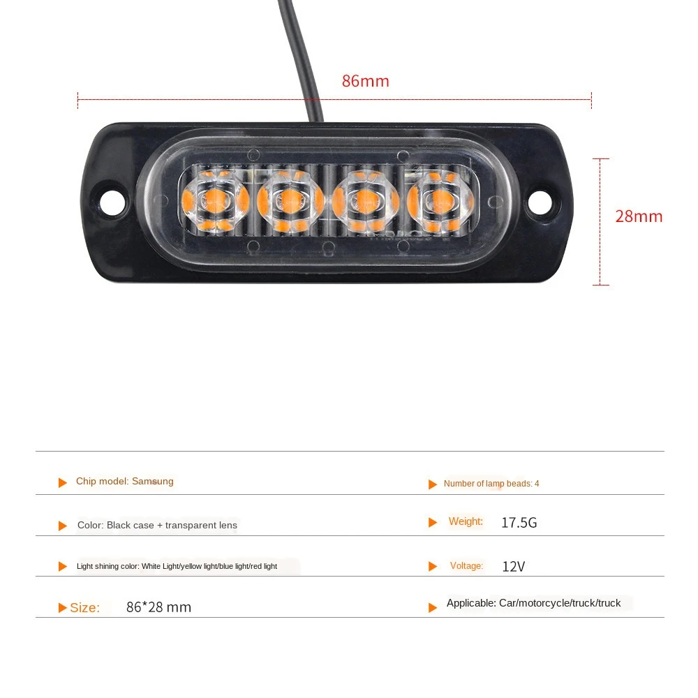 車用信号灯4x 4LED,駐車場,車,トラック,トレーラー,ランプ,サイドライト,ランプ