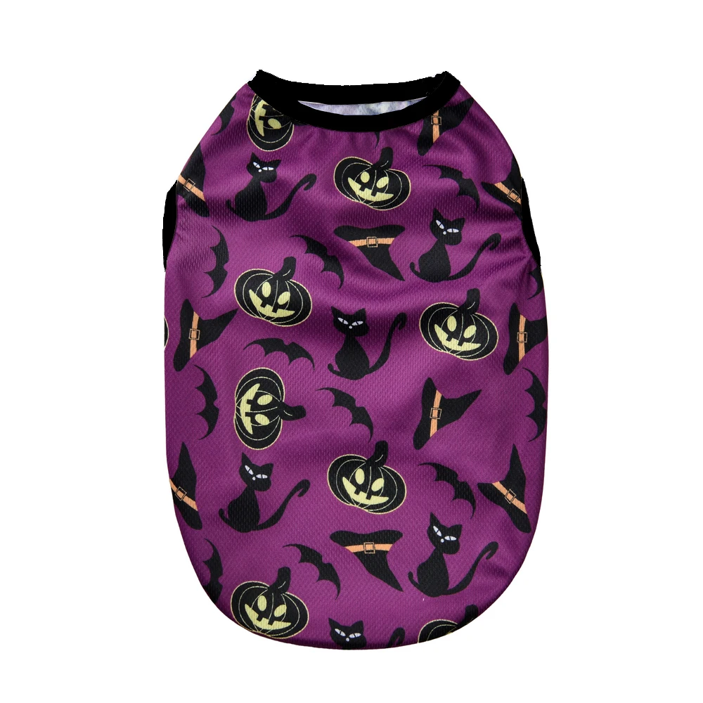 Halloween Kürbis Print Hunde kleidung für kleine mittelgroße Hunde Katzen atmungsaktive Haustier T-Shirt Chihuahua Französisch Bulldogge Welpen Kostüme – Detail 10