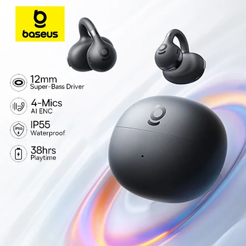 Baseus BC1 auriculares con Clip para la oreja auriculares inalámbricos de oreja abierta Bluetooth 6,0 auriculares deportivos con Clip 4 micrófonos Super Bass IP55 auriculares