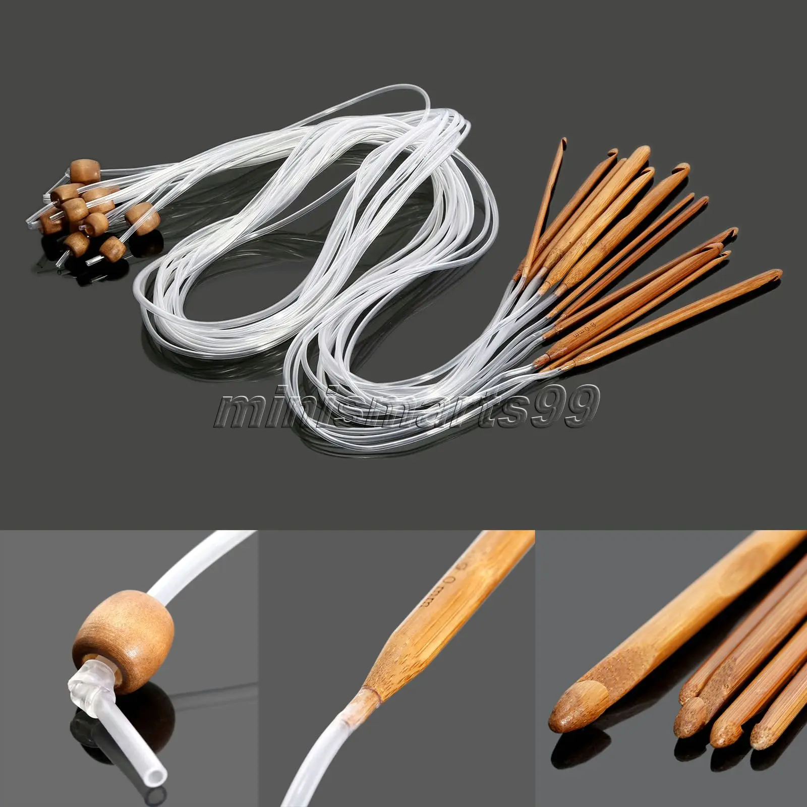 12 Sizes Afghan Tunisian Carbonized Bamboo Needle Crochet Hooks Professional Knitting Needles Weaving Needle Knit Set Costura