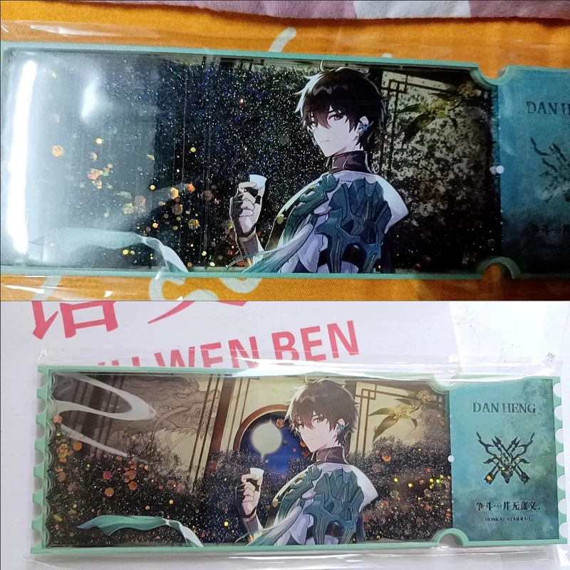 Honkai:Star Rail Train Ticket Double-sided Pattern Beautiful Waterfall Quicksand Ticket Stand Figure Model Acrylic Desktop Decor