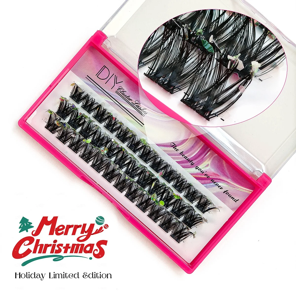 Wholesale Handmade Fluffy Glitter DIY Faux Mink Lashes Colorful Cluster for Christmas Party Segmented at Home Use