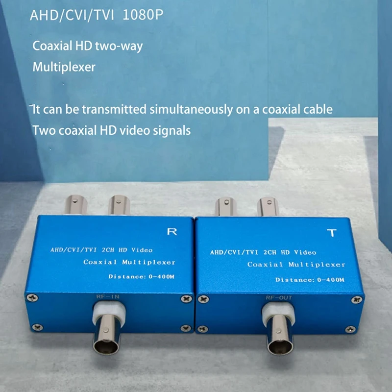 4X 1080P AHD/CVI/TVI / 2CH HD Video Coaxial Multiplexer (2 Channel Video In One Coaxial Cable Transmission)