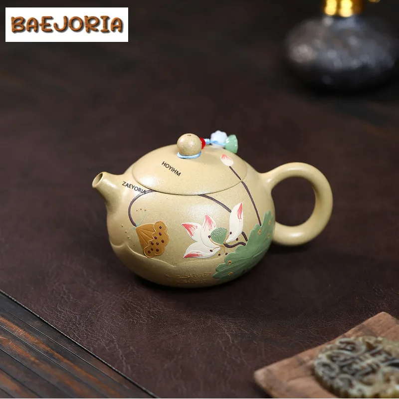 

Чайник из исинской фиолетовой глины 280 мл, ручной работы, в форме лотоса (Сиши), из необработанной руды Мотояма, зеленая глина, для заваривания чая, с фильтром, набор для чая из глины Зиша