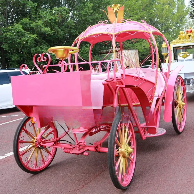 Pink cute pumpkin carriage beautiful Cinderella carriage